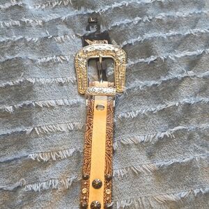 LG Gold and Tan Embellished Belt